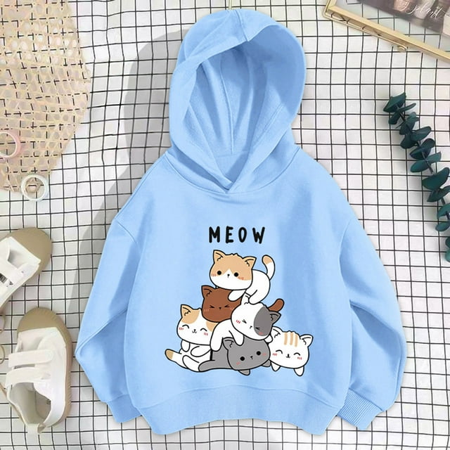 Chandail pour Enfants Garçon à Manches Longues Imprimé Sweat à Capuche Enfants Chandails Surdimensionnés Col Rond Vêtements d'Hiver Vêtements Fille 5-6 Ans
