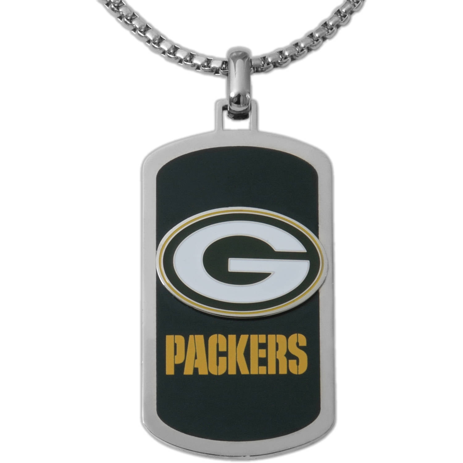 Stainless Steel Licensed Nfl Green Bay Packers Dog Tag Logo Pendant 22 Chain Walmart Com Walmart Com
