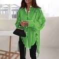 thumbnail image 2 of Ovticza Womens Button Down Shirts Casual Long Sleeve Dress Shirt Striped Print Oversized Work Blouse Top Green 2XL, 2 of 6
