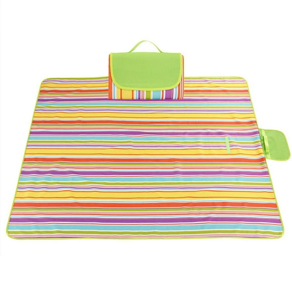 GLFILL Outdoor fold Camping Picnic Mat Waterproof Sandproof Beach Blanket for Travel 200*150 rainbow bars