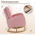 thumbnail image 6 of Nursery Rocking Chair with Teddy Fleece Sturdy Wooden Legs High Backrest Smooth Glider Rocker for Nursery Pink, 6 of 8