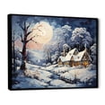 thumbnail image 2 of Designart "Winter Cottage Magic Christmas Scenery IV" Landscapes Framed Wall Art - Traditional Blue Winter Landscape Living Room Framed Canvas Art, 2 of 6