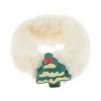 Unique Bargains 1 Pc Christmas  Hair Scrunchies Plush Tree Hair Rope for Christmas Beige