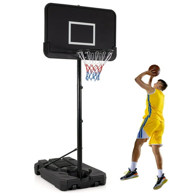 Gymax 6.5-10 FT Adjustable Portable Basketball Hoop w/ 44 Inch Shatterproof Backboard