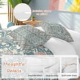 thumbnail image 2 of 3 Piece Teal Pink Duvet Cover Set Full Size, Microfiber Comforter/Quilt Cover with Corner Ties and 2 Pillowcases, Vintage Floral Watercolor Boho Ethnic All Season Soft Bedding with Zipper Closure, 2 of 8