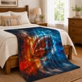 thumbnail image 6 of Fire Ice Football Clash Sofa Energetic Fantasy Style, Mystical Fantasy Scene, Warm Flannel Blanket for Living Room and Bedroom, Art Lovers Housewarming Gift, Fantasy Home Decor, 6 of 7