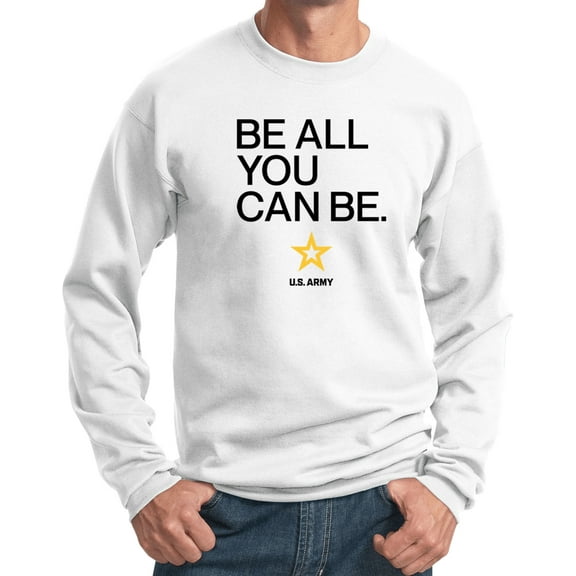 US Army Be All You Can Be Black Print Pullover Sweatshirt, Small White