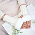 thumbnail image 2 of TISHITA Gants pour Femmes Demi-Doigt Gants Chauds Sans Doigts pour Course Sport Extérieur Cyclisme Blanc, 2 of 7