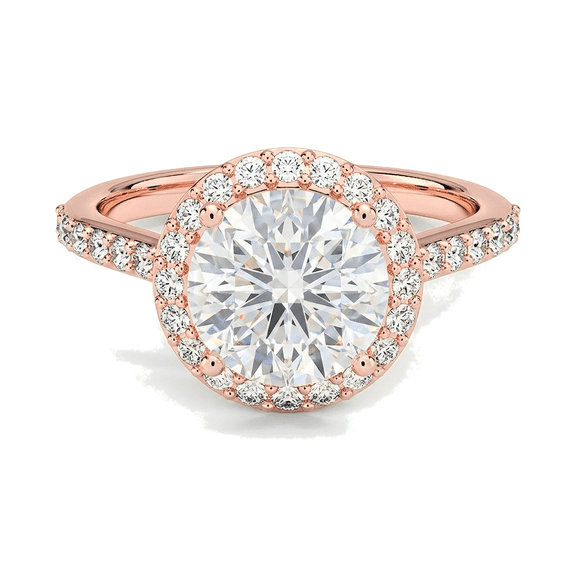 JewelWeSell 1 Ct Center 1.75 Cttw Igi Certified Lab Grown Round Diamond Halo Engagement Ring for Women | 14K Solid Rose Gold | (E-F, VS1-VS2)