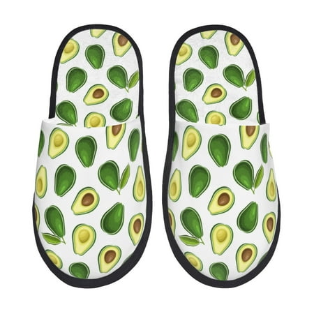 Balery Avocado1 Slient Indoor Furry Fleece Comfort House Shoes Soft Non-Slip Home Shoes Cotton slippers House Slippers-- Large