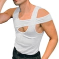 thumbnail image 1 of Men's Summer Sexy Solid Irregular Sleeveless Vest Tops Hollow Tank Tops Blouse, 1 of 6