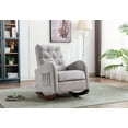 thumbnail image 7 of Modern Accent Nursery Rocking Chair with Plywood Frame and Wooden Legs,High Back Rocker Chair with Button Tufted Back and Side Pocket,Velvet Upholstered Rocking Armchair for Living Room,Gray, 7 of 7