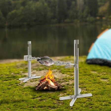 Modern Silver Stainless Steel Electric Rotisserie Grill Load Weight 88.18 lbs with Rotation Design Fashion Electric Rotisserie Grill for Grilling Food Height Adjustable