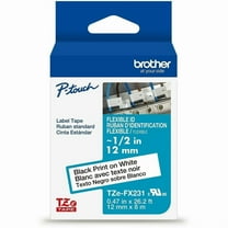 Brother P-touch TZeFX231 Laminated Label Tape, Black Print on White Label, 12mm x 8m