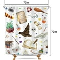 thumbnail image 6 of Witch Magical Kids Shower Curtain 72Wx72L Inch Funny Magic Book Hat Wizard Mysterious for Boys Girls Skull Owl Spooky 12 Pack Hooks Polyester Waterproof Fabric Bathroom Bathtub Panels, 6 of 6