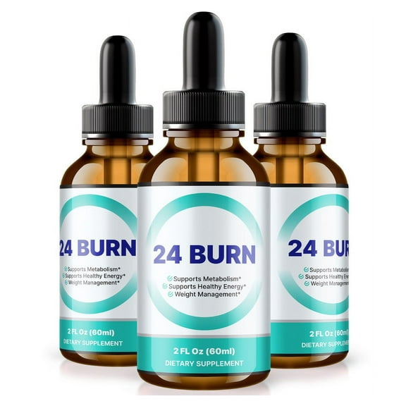 (3 Pack) 24 Burn Drops, All-Natural 24Burn Liquid Supplement, Official Nutritional Formula to Support a Healthy and Active LifeStyle, Gotas Reviews (90 Servings)