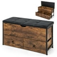 thumbnail image 1 of Costway Banc Ottoman de Rangement avec Dessus Rabattable Coffre de Rangement en Bois avec Coussin et 2 Tiroirs, 1 of 10