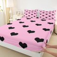thumbnail image 3 of jejeloiu Black Heart Print Queen Sheet Sets,Cartoon Love Romantic Theme Bed Set For Girls Kids 4-Piece, 3 of 7