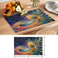 thumbnail image 6 of Watercolor Peacock Feathers Placemats Set of 12 Abstract Oil Painting Art Place Mats Indoor Wipeable Table Mats Washable Cloth Dining Table Placemats for Kitchen Holiday Party Home Decor 13x19 Inch, 6 of 9