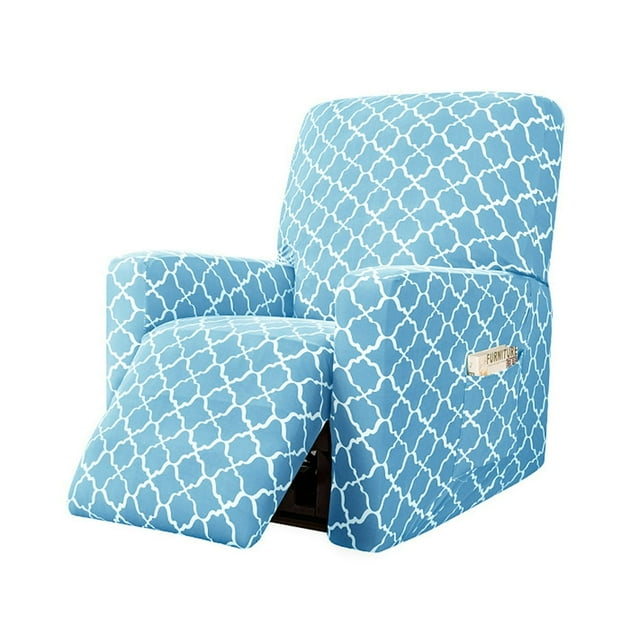 4-Piece Furniture Protector Striped Plaid Reclining Case With Pockets 1 Seat Recliner Furniture Cover With Elastic Bottom