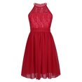 thumbnail image 2 of YiZYiF Kids Girls Lace Chiffon Birthday Party Dress Halter High Waist Flower Girl Dress, 2 of 7
