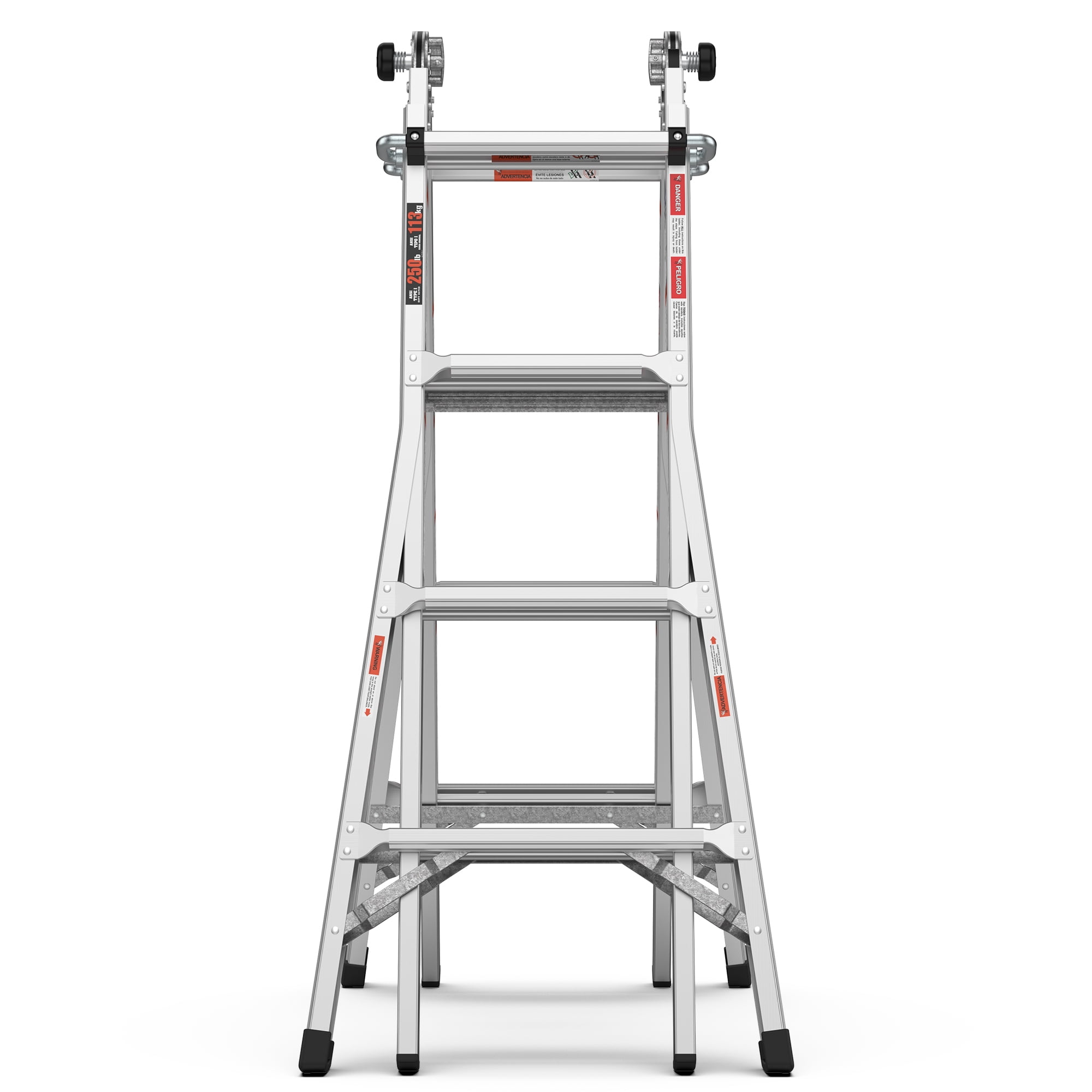 Kadyn Aluminum Retractable Step Stool, Silver Modern Multi-Use Ladder, Extension Telescoping Multi-Position Ladders for Home.