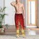 thumbnail image 2 of Fotbe Red Gold Glitter Pantalones de Pijama para Hombre, Pantalones de Dormir, Pantalones de Casa con Cintura Ajustable y Bolsillos-3X-Large, 2 of 6