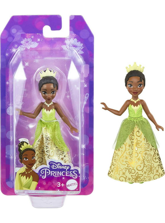 Disney Princess Tiana Small Doll with Brown Hair & Brown Eyes, Signature Look Green & Golden Gown