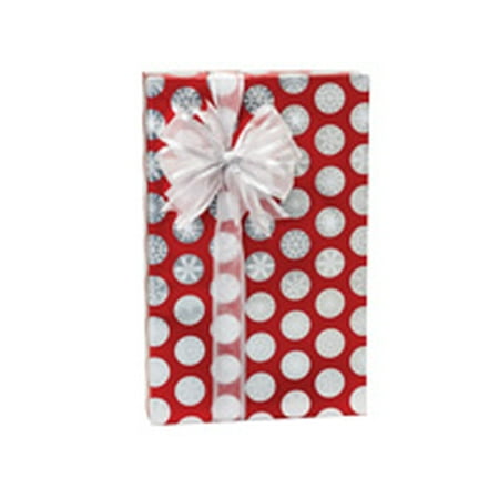 - Red and Silver Polka Dots Foil Snowflake Dots Holiday /Christmas Gift Wrapping Paper 16ft