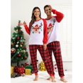 thumbnail image 2 of Pijamas a juego para parejas, pijamas estampados de manga larga, conjuntos para mujer y hombre, ropa de Navidad, traje para casa con tiras verdes y rojas, 2 of 4