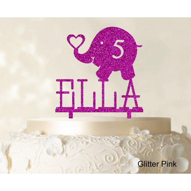 Custom Birthday Cake Topper Personalized Glitter Pink Cake Topper Color Option Available 5-7 Inches Wide
