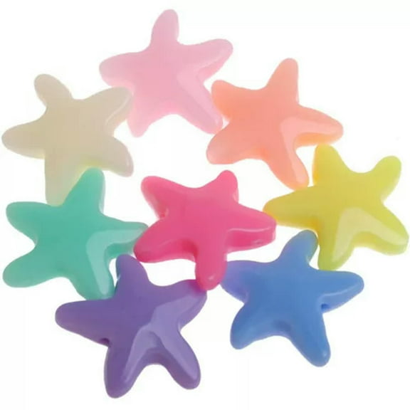 U8MO 50 Mixed Pastel Color Acrylic Sea Star Starfish Beads Charms 20mm