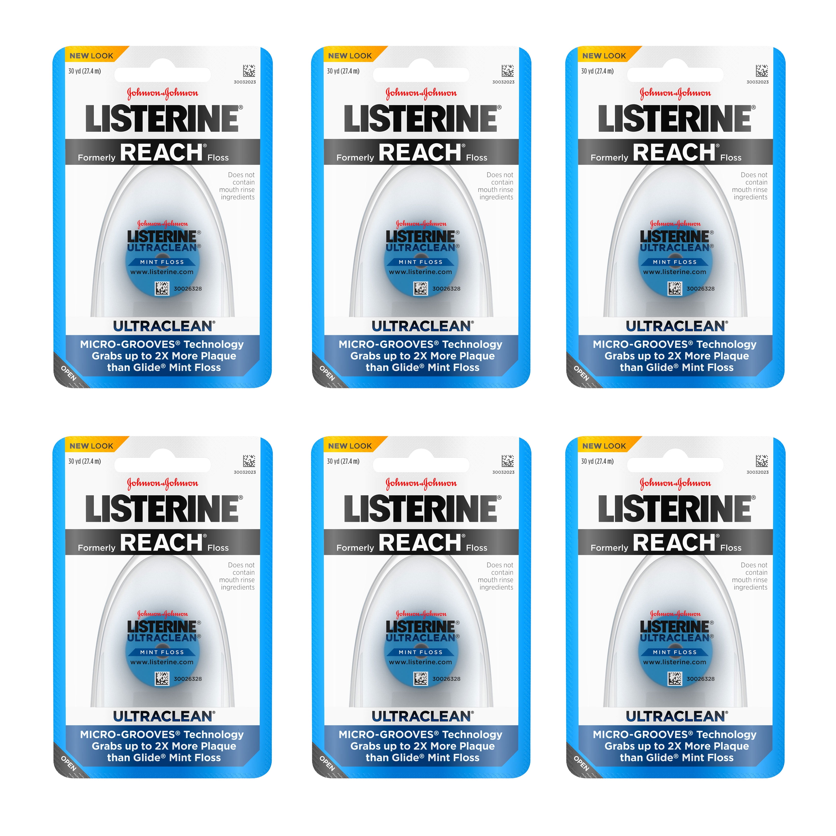 Listerine Ultraclean Dental Floss, Oral Care, Mint, 6 pk of 30 yd each