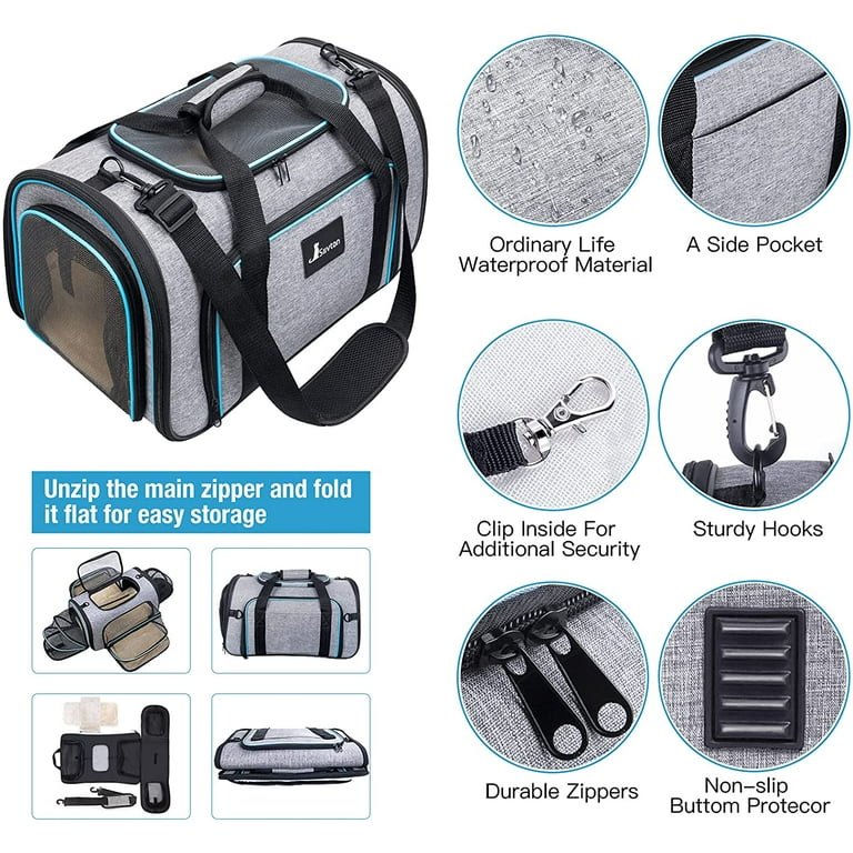 Expandable Travel Pet Carrier Bag with Fleece Pad