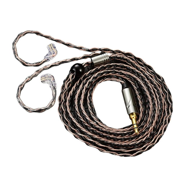 Cable trenzado OFC para auriculares, conector de 2 pines, cable de actualización de 8 núcleos para Qkz Zxn marrón