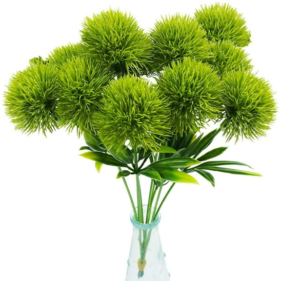 10 PCS Fake Dandelion Flowers Decoration, Artificial Plants Plastic Greenery Faux Plant Outdoor Indoor Home Garden Party Room Bedroom Bathroom Office Wedding Table Centerpiece DIY Decor