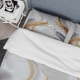 thumbnail image 4 of Designart "Marble Abstraction in White and Gold I" Abstract Marble Bedding Covert Set - Transitional White Abstract Bed Set With 2 Shams, 4 of 6