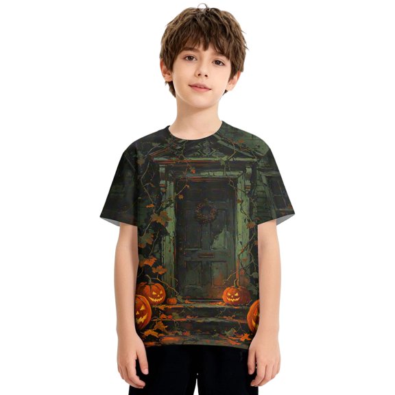Halloween Shirts for Kids Pumpkin Ghost Tshirt Halloween Clothes 2-13 Years