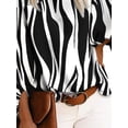 thumbnail image 4 of DYMADE Women Plus Size Plunging Neckline Stripe Print Sexy T-shirt, 4 of 4