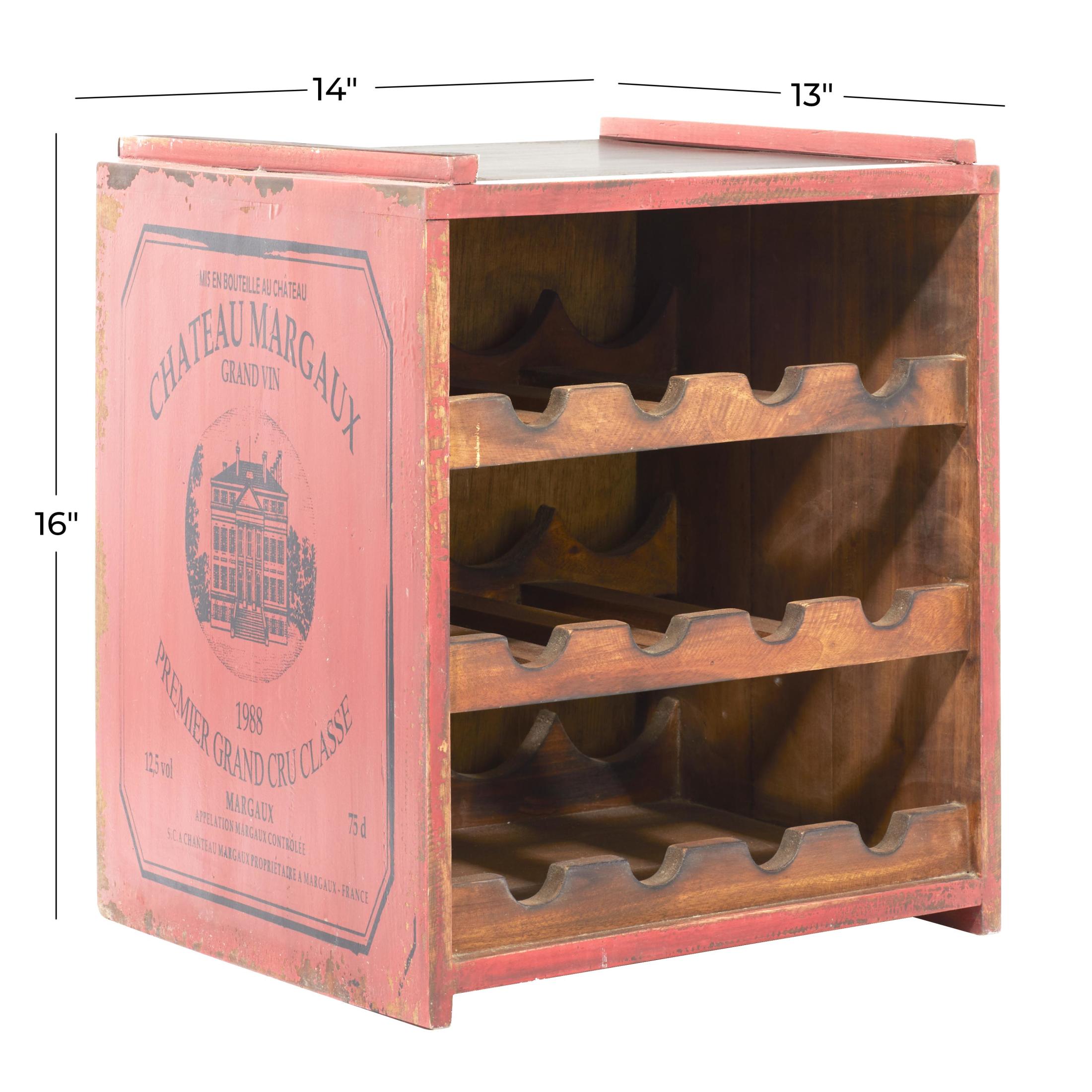 DecMode 14" x 16" Red Wood 12 Bottle Standing Wine Rack, 1-Piece