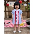 thumbnail image 4 of BemeyourBBs Toddler Girl 4th of July Dress Fourth of July Outfit Baby Girl Memorial Day Independent Day Outfits Summer Gingham Plaid Dress Ice Cream Embroidery Short Sleeve Doll Collar A-Line Dress, 4 of 9