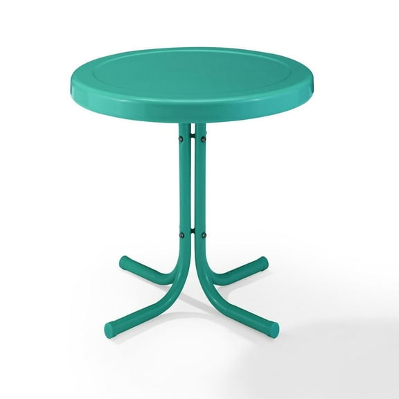 Maykoosh Timeless Trends Outdoor Metal Side Table Tourquoise - 22"D x 22"W x 19"H, Round Shape, End Table, Outdoor Tables, Non-Toxic Powder Coated Finish