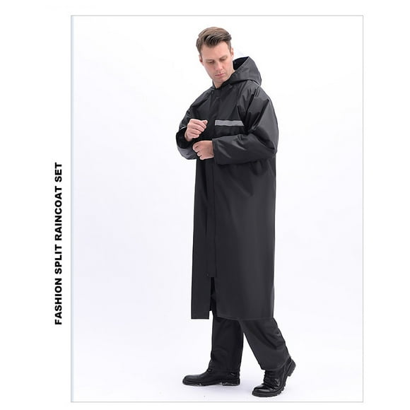 TOOAD Hooded Safety Long poncho de pluie Veste Imperméable Imperméable d'Urgence pour Hommes
