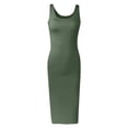 thumbnail image 5 of WRKEKC Work Dresses for Women Solid Crew Neck Sleeveless Tank Straight Work Ankle Length Lightweight Comfort, 5 of 7
