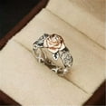 thumbnail image 5 of K-KED Fashion Women's Vintage Rose Gold Flower Ring Holiday Party Engagement Gift New-#8, 5 of 6