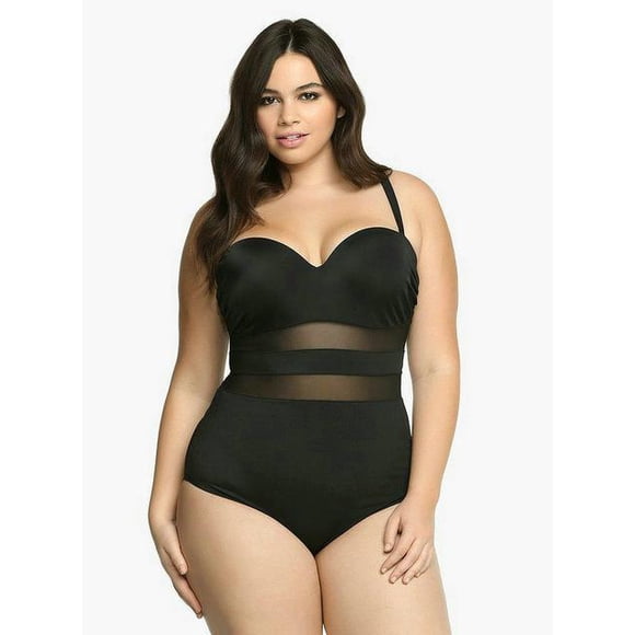 Sexy Mesh Plus Size One Piece Monokini Swimsuit