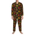 thumbnail image 3 of Sikiie Vintage Autumn Plants Butterfly Mens Pajama Set, Soft Warm Long Sleeve Sleepwear, Cozy Button-Down Pjs for Men-Large, 3 of 7