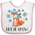 thumbnail image 3 of Inktastic Let it Snow Cute Orange Fox in Hat and Scarf Boys or Girls Baby Bib, 3 of 4