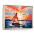 thumbnail image 3 of Designart "Sunset Serenity Sailing Boat II" Extra Large Transportation Framed Wall Art - Modern Red Boat Sailing Living Room Framed Canvas Art, 3 of 7