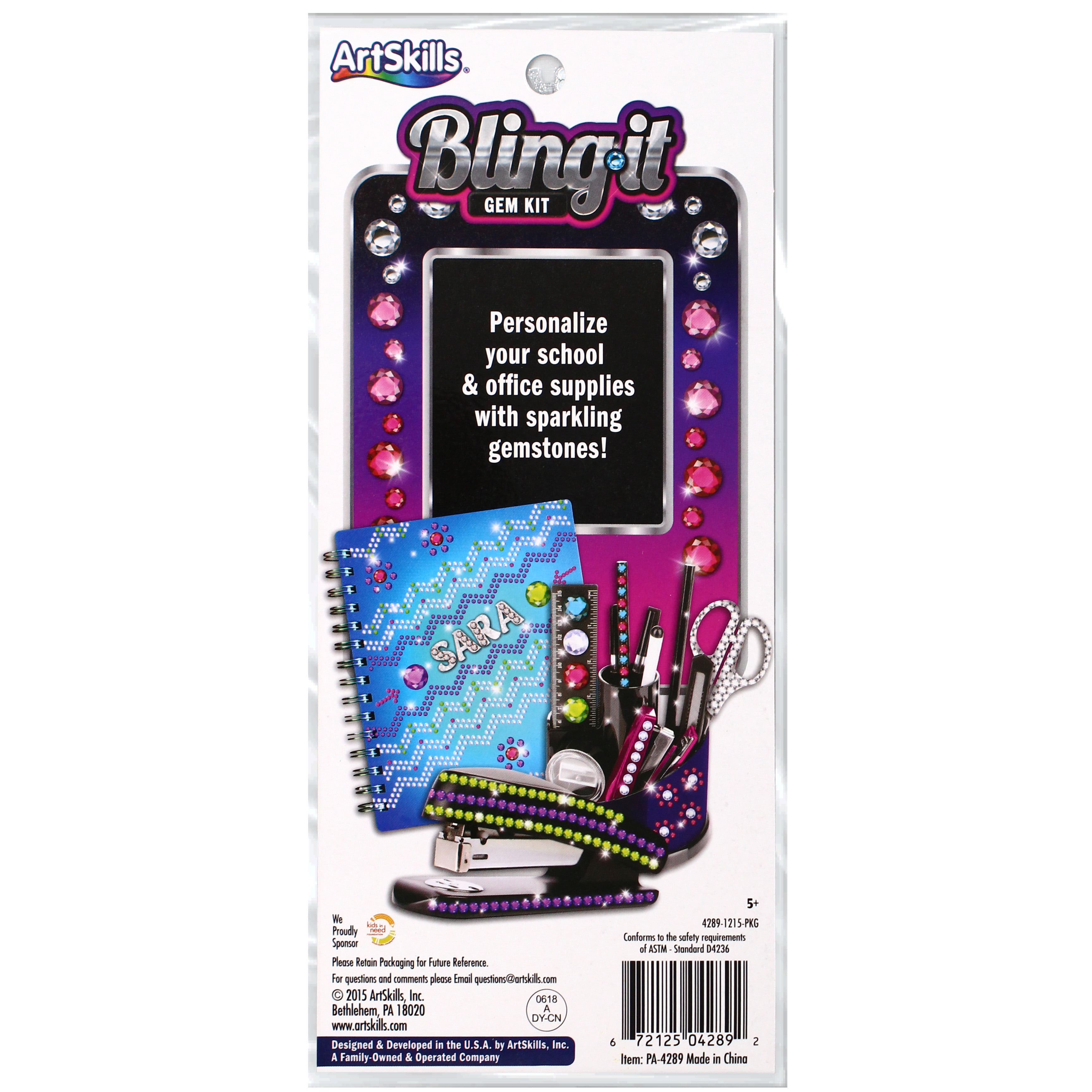 Glitter School Folder Bundle with Filler Paper and Stickers 5 items 